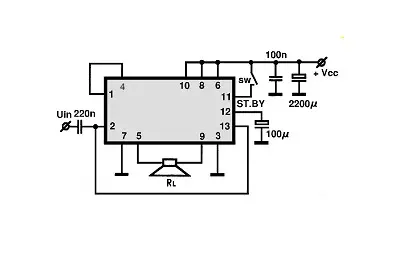 TDA1516BQ BTL electronic component with associated schematic circuit diagram